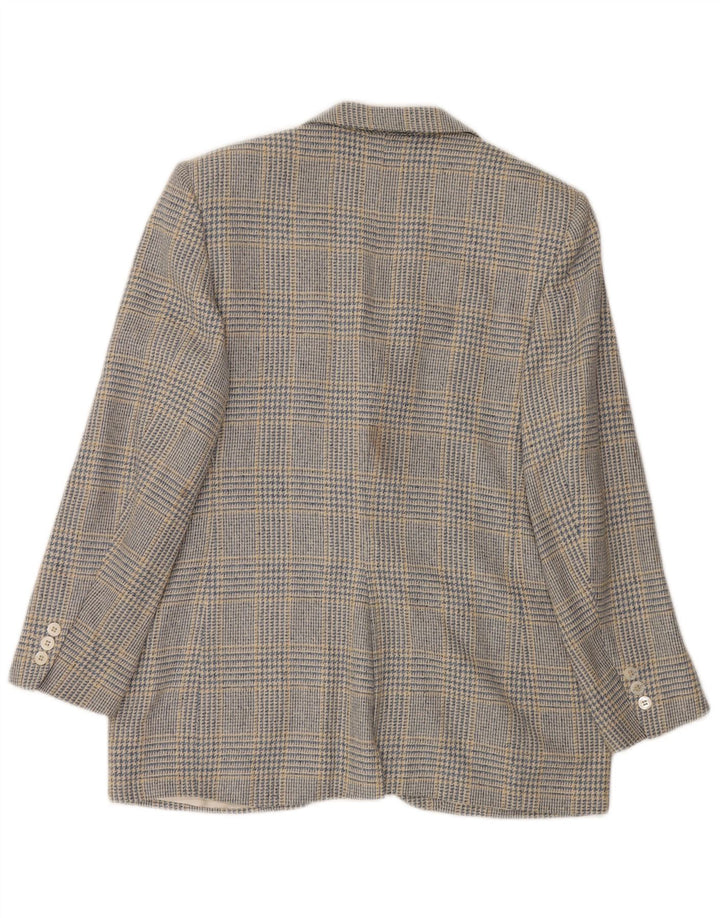 Женский пиджак Burberrys на 3 пуговицах UK 12, средний синий с узором «гусиные лапки»