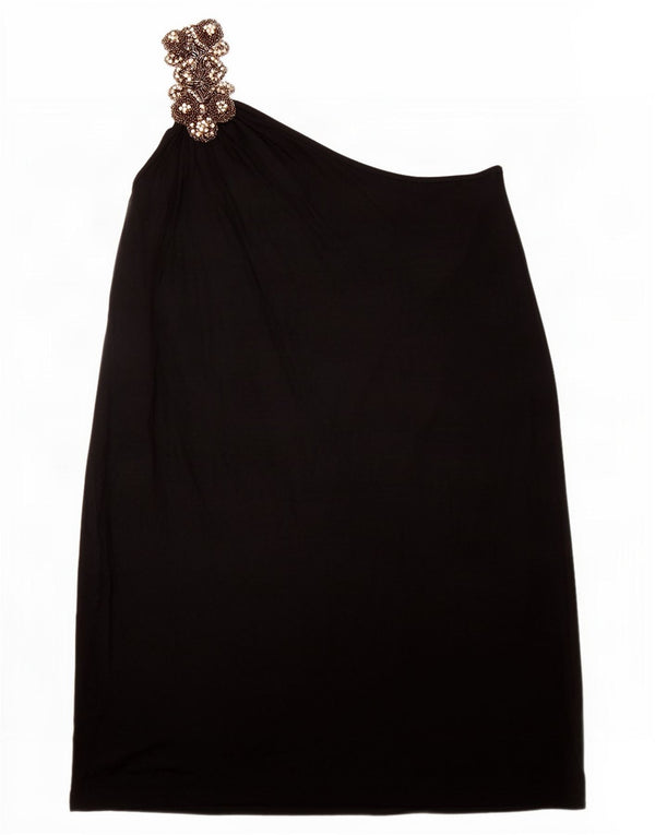 Женское платье на одно плечо Topshop UK 12, средний черный, вискоза