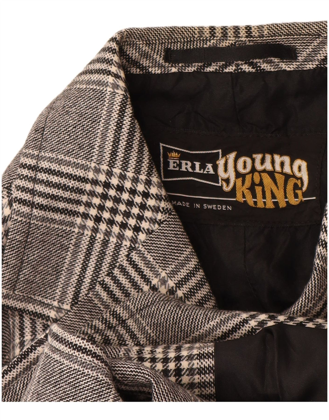 Винтажный мужской пиджак на 2 пуговицах, Великобритания 38, средний серый полиэстер в клетку