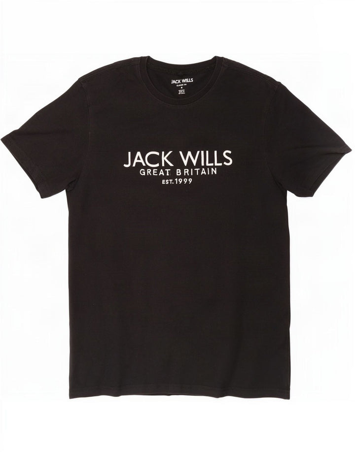 Мужская футболка с графическим рисунком Jack Wills классического кроя, средний черный хлопковый топ