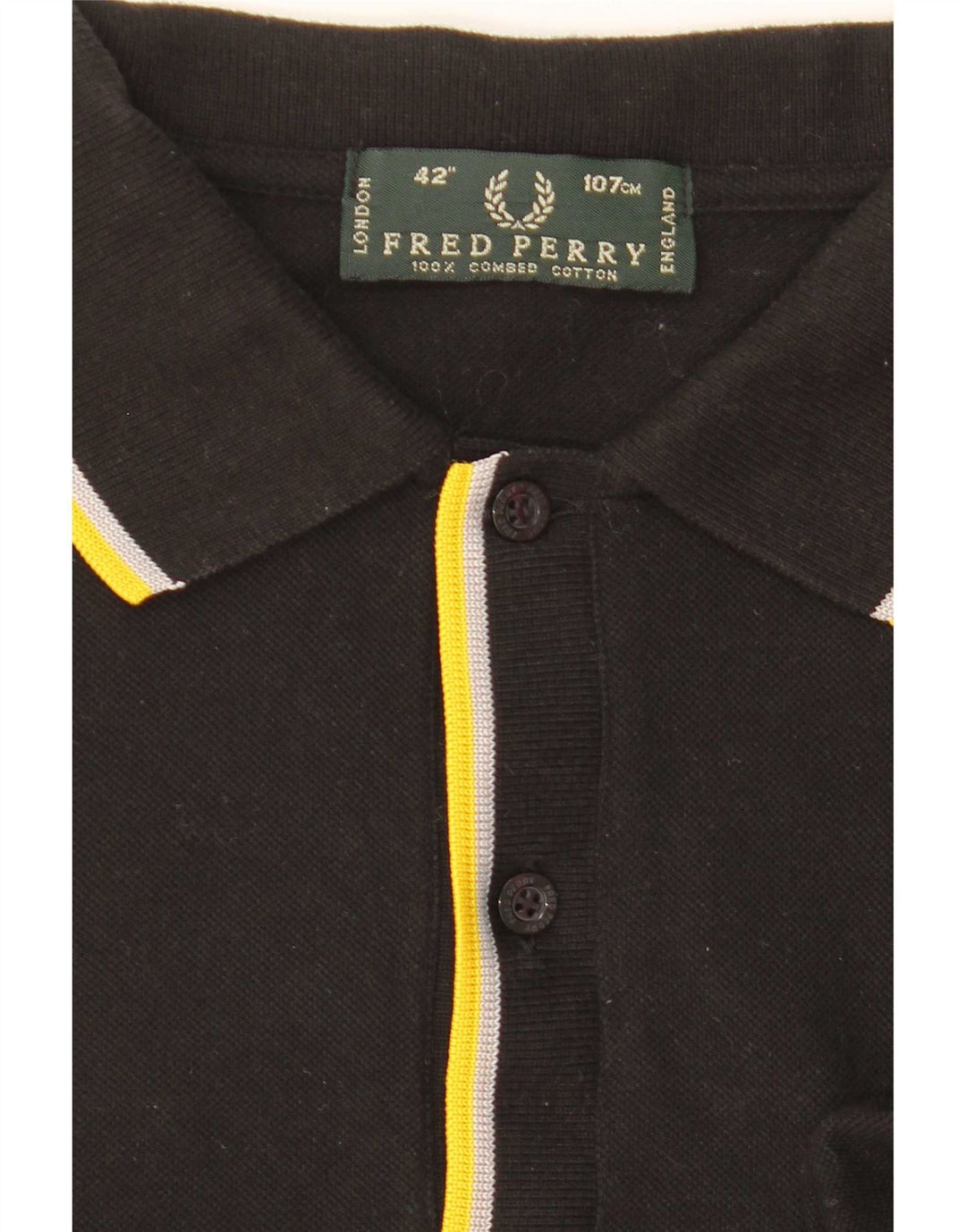 Мужская рубашка-поло Fred Perry, хлопок в черную полоску среднего размера