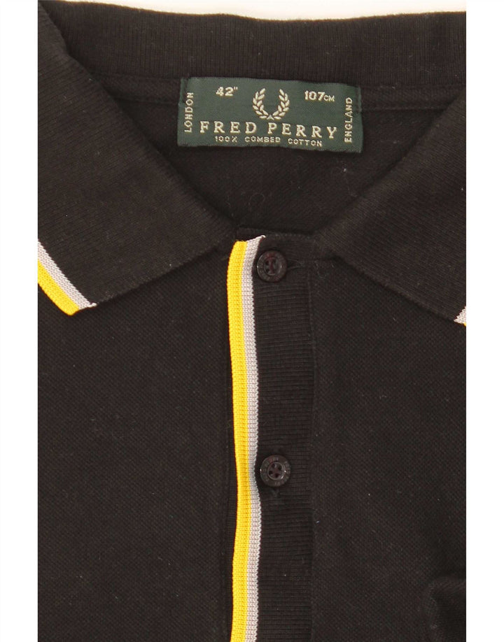 Мужская рубашка-поло Fred Perry, хлопок в черную полоску среднего размера