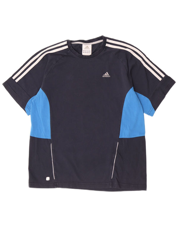 Adidas Мужская обычная футболка с коротким рукавом, маленькая, темно-синяя, с цветными блоками