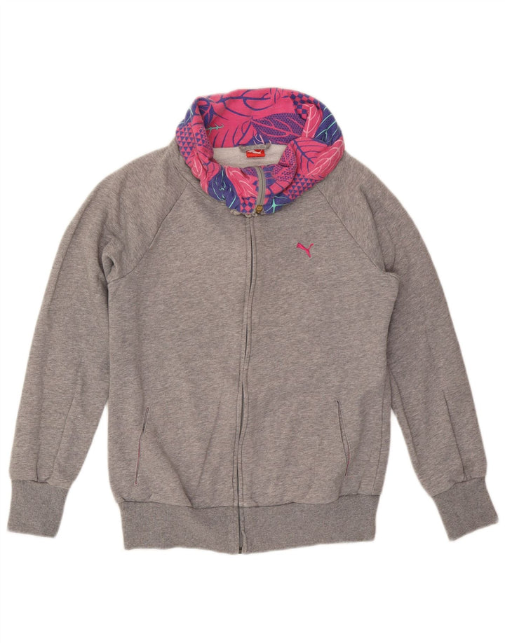 Женский спортивный костюм PUMA Top Jacket UK 12, хлопок среднего серого цвета с цветочным принтом