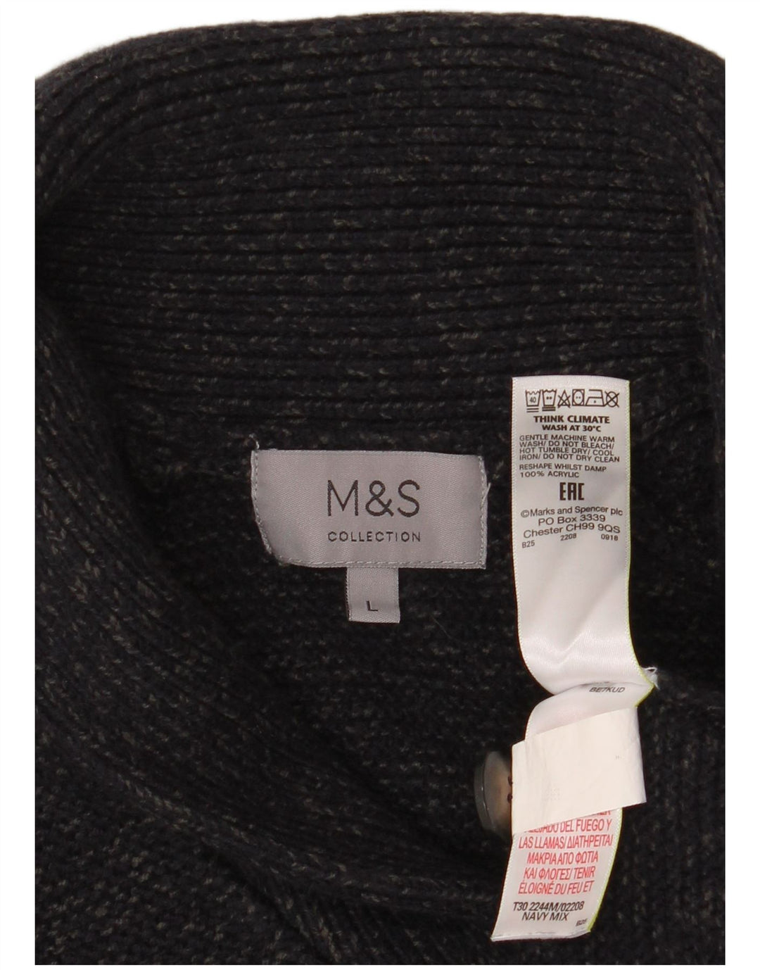 Мужской кардиган Marks & Spencer, большой темно-синий акрил
