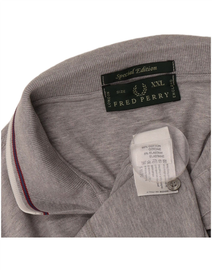 Мужская рубашка-поло Fred Perry 2XL, серый хлопок с крапинками
