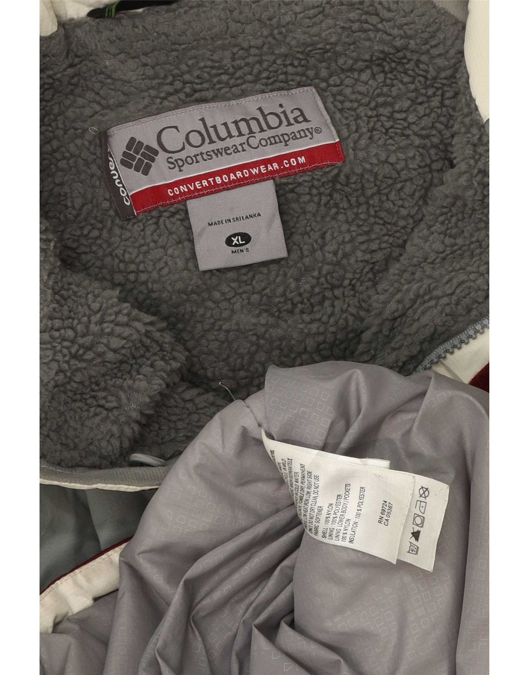 Мужская лыжная куртка Columbia UK 42 XL бордовый полиэстер с цветными блоками
