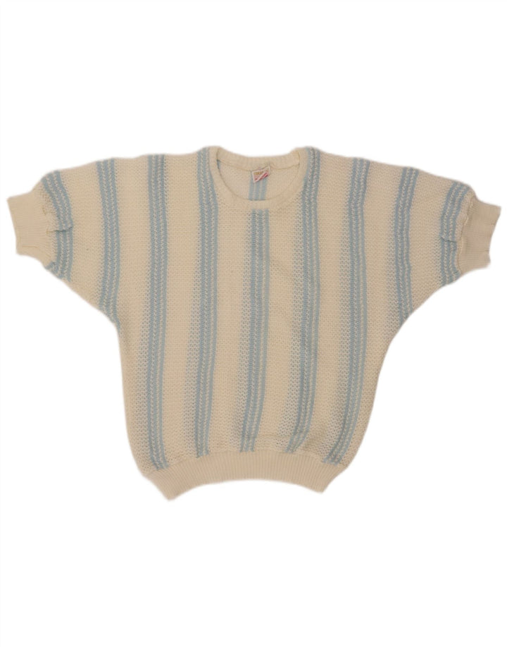 ВИНТАЖНЫЙ женский свитер с вырезом «лодочка», Великобритания, 12, средний, в белую полоску