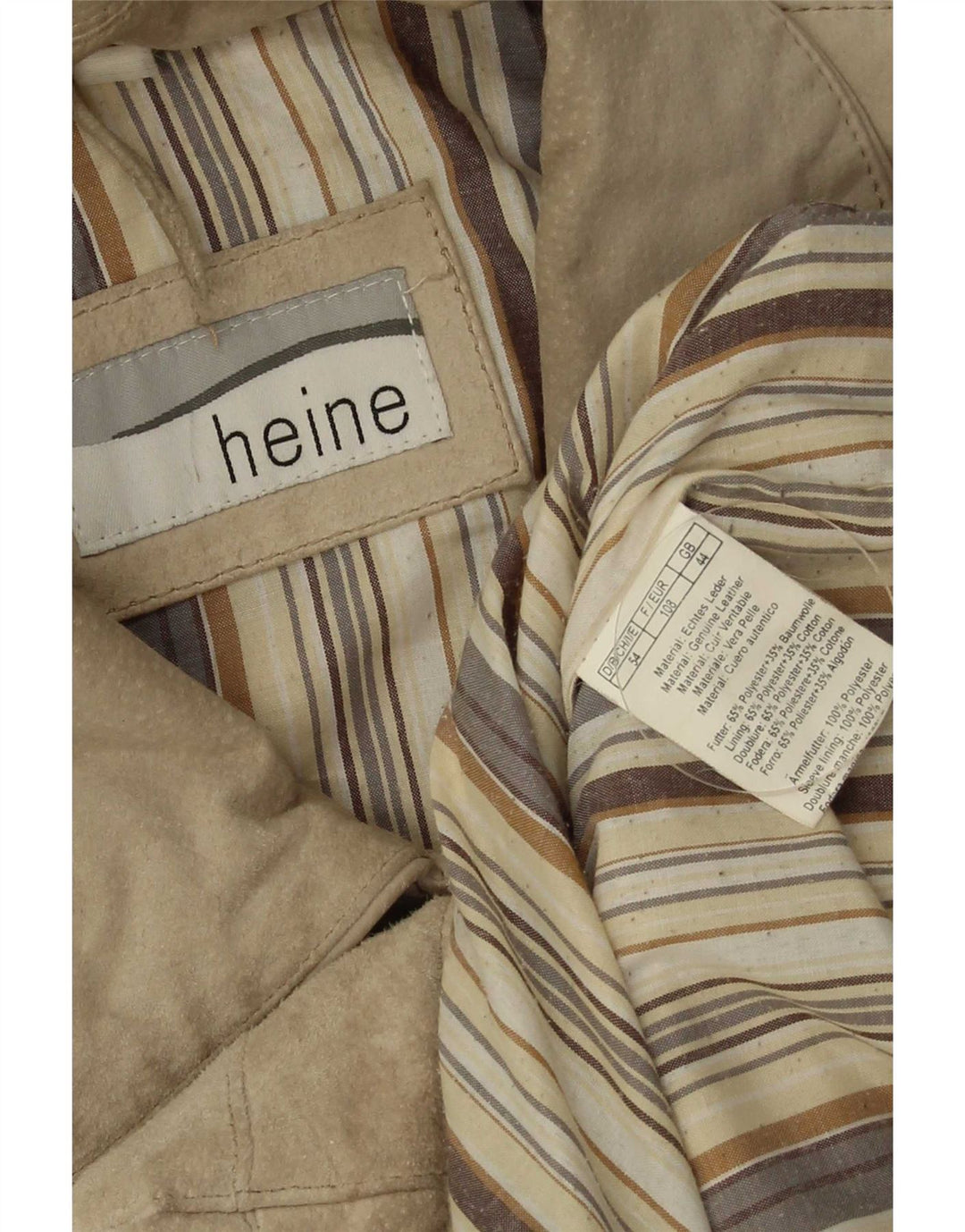 Мужская замшевая куртка-бомбер Heine UK 44 2XL бежевый кожаный