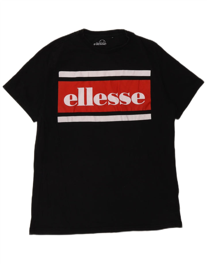 Мужская футболка Ellesse с рисунком, средний черный, хлопок с цветными блоками