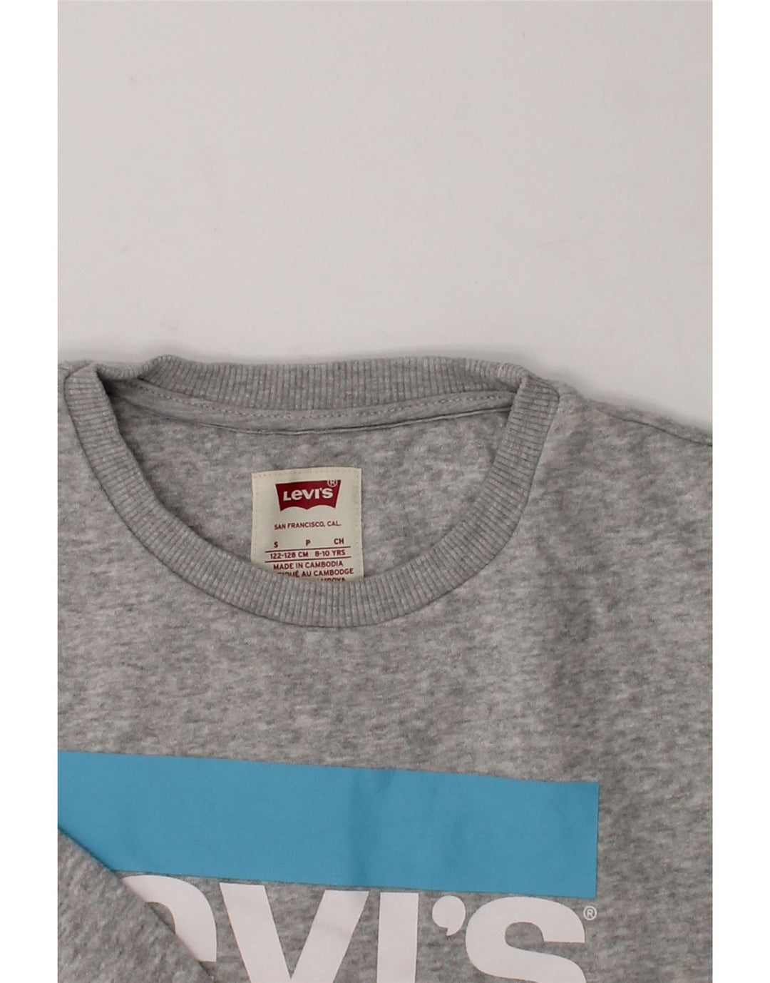 LEVI'S Girls Graphic Sweatshirt Jumper 8-9 Years Grey Cotton | Vintage Levi's | Thrift | Second-Hand Levi's | Used Clothing | Messina Hembry 