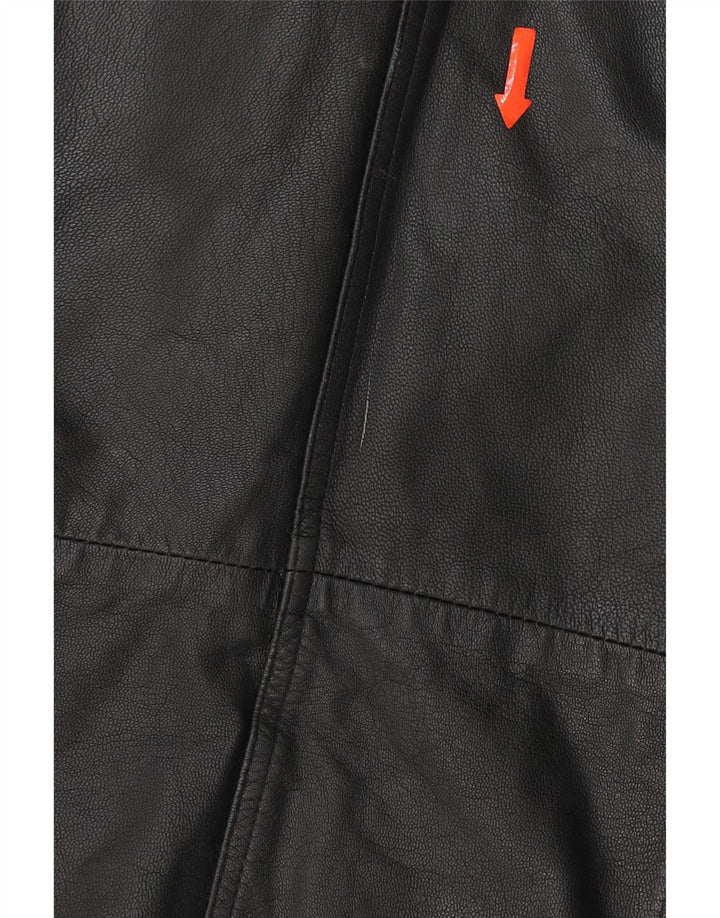 VINTAGE Womens 5 Button Leather Blazer Jacket EU 38 Medium Black Leather Vintage Vintage and Second-Hand Vintage from Messina Hembry 