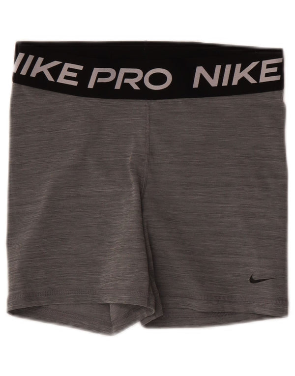Nike Womens Dri Fit Graphic Sport Shorts UK 12 Medium Grey Colourblock