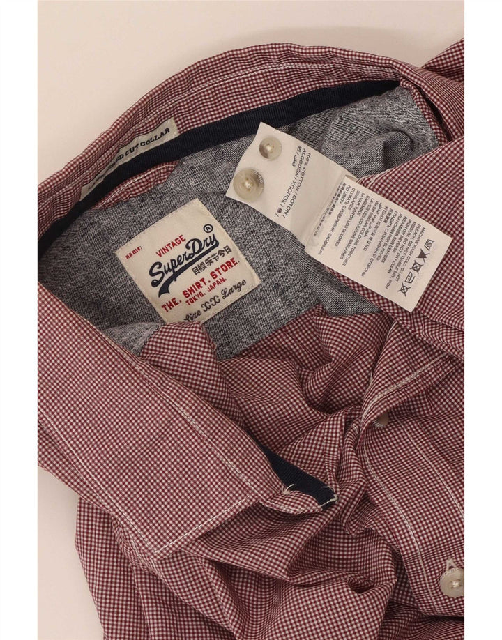 Superdry Мужская рубашка среднего красного цвета из хлопка в мелкую клетку