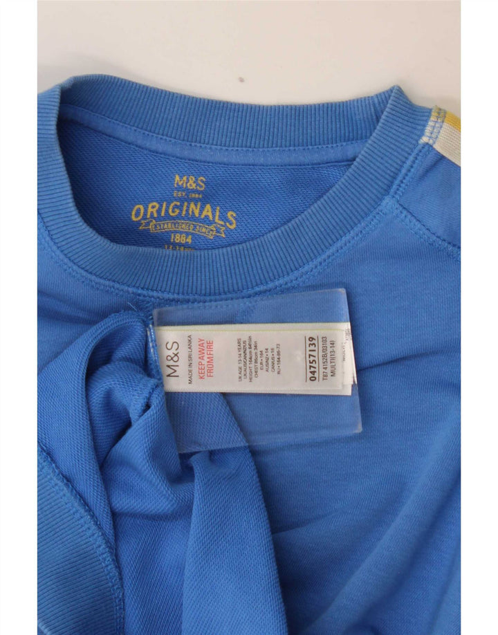 Свитшот Marks & Spencer для мальчиков 13–14 лет, синий, хлопок с цветными блоками
