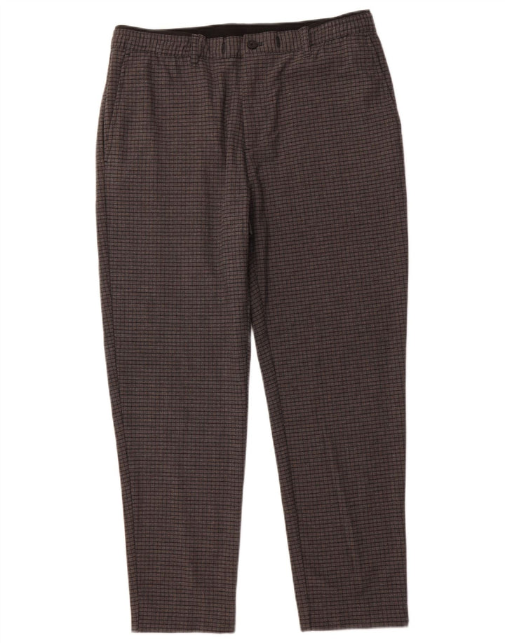 Женские зауженные брюки чинос ZARA, большие W34 L27, серые в клетку