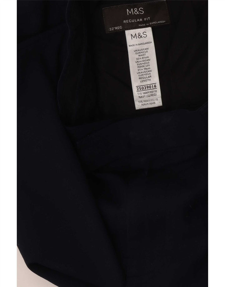 Мужские костюмные брюки классического кроя Marks & Spencer W32 L31 темно-синие из полиэстера