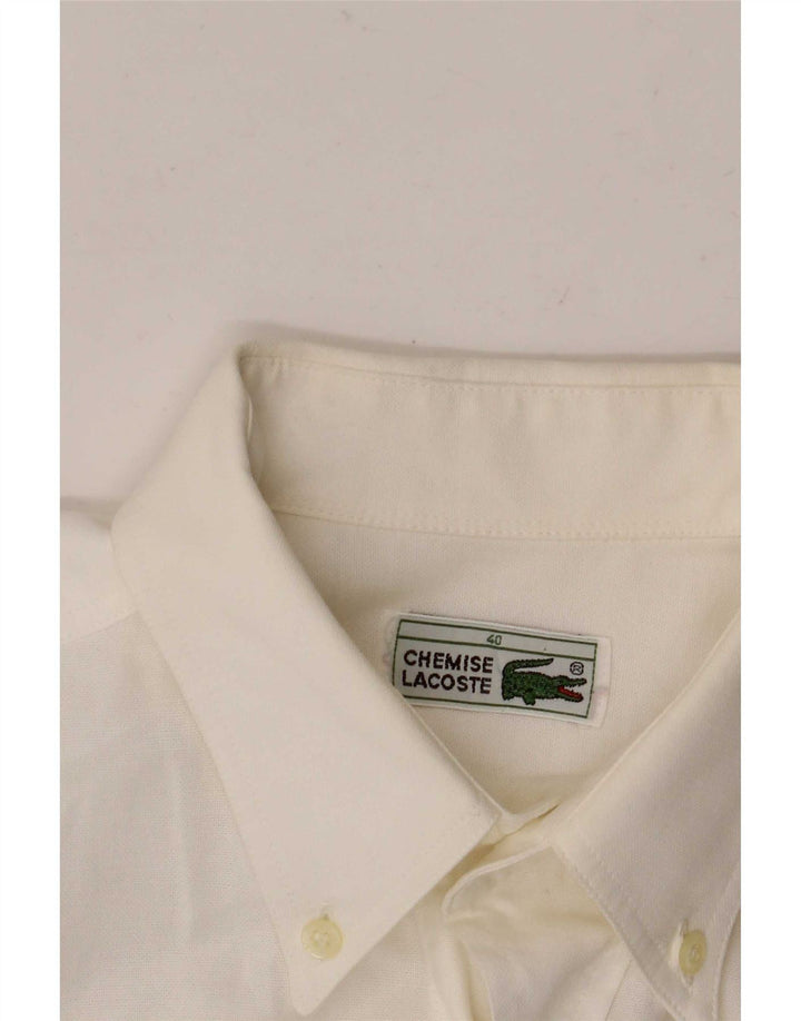 Мужская рубашка с коротким рукавом Lacoste, размер 40, средний белый хлопок