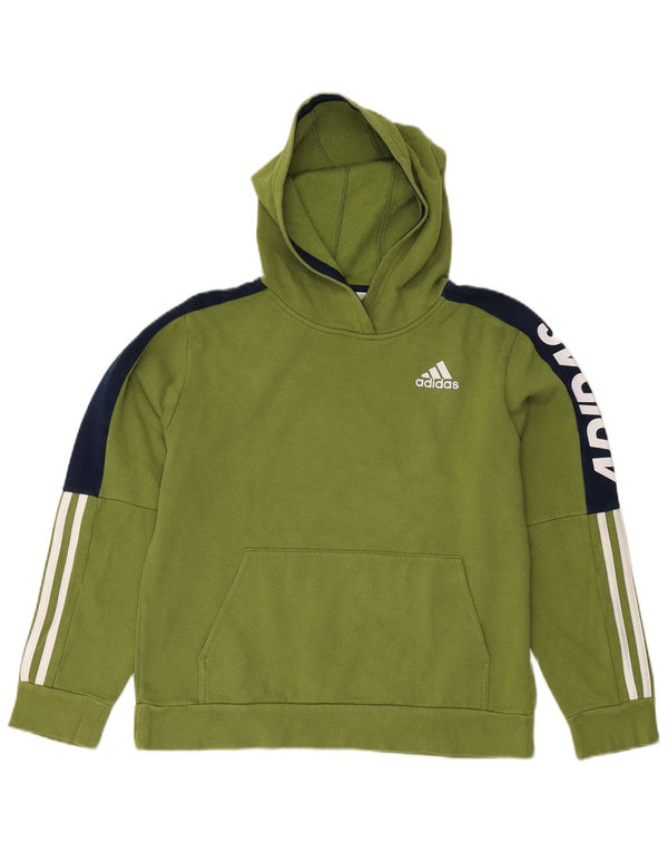 Джемпер с капюшоном Adidas для мальчиков 14–15 лет, большой зеленый с цветными блоками