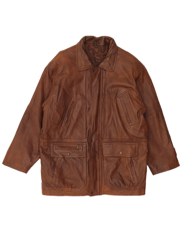 Мужская кожаная ветровка C&A UK 42 XL Коричневая кожа