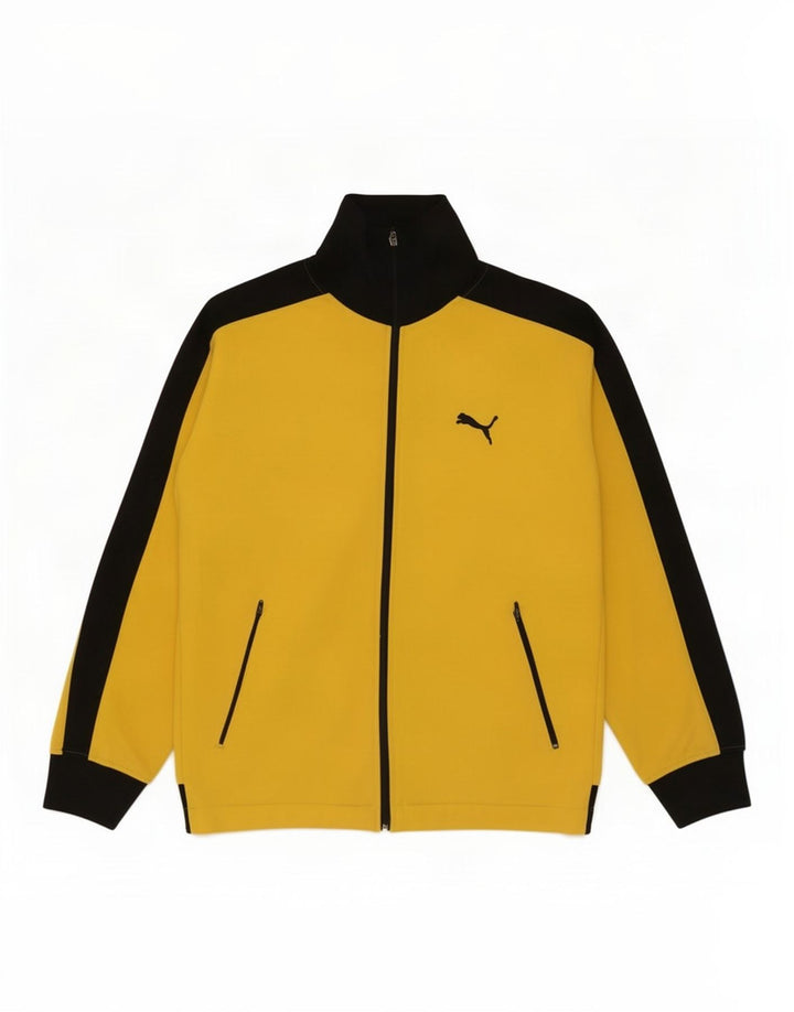 Мужская спортивная куртка Puma, большая желтая полиэстер с цветными блоками