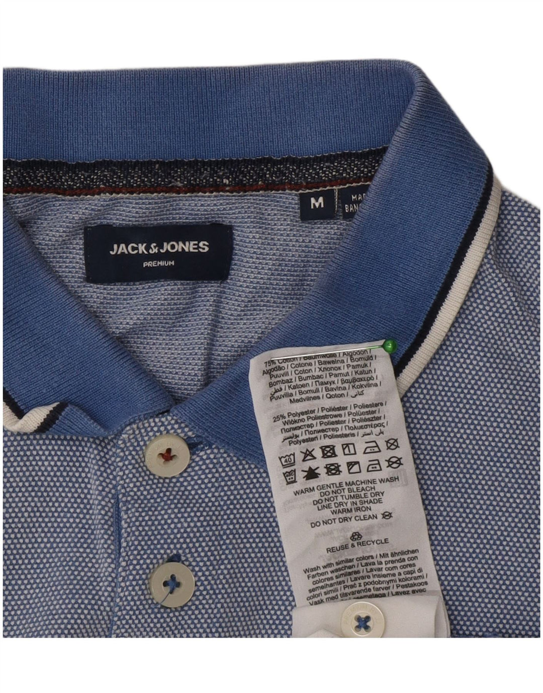 Мужская рубашка-поло Jack & Jones из хлопка среднего синего цвета