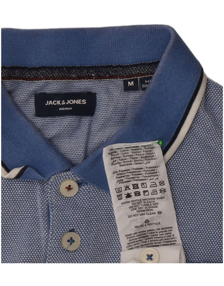 Мужская рубашка-поло Jack & Jones из хлопка среднего синего цвета