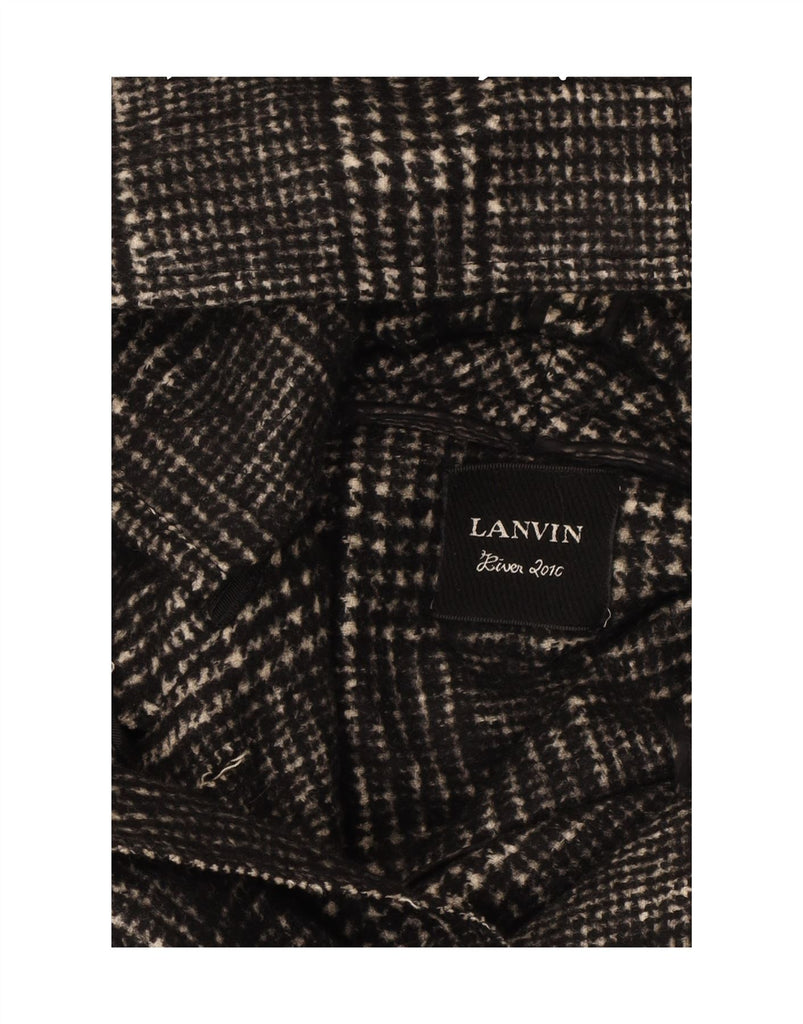 LANVIN Womens Hooded Oversized Cape Coat EU 38 Medium Grey Check Classic Vintage Lanvin and Second-Hand Lanvin from Messina Hembry 