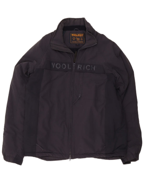 Мужская ветровка с рисунком Woolrich UK 40, большая темно-синяя нейлоновая куртка