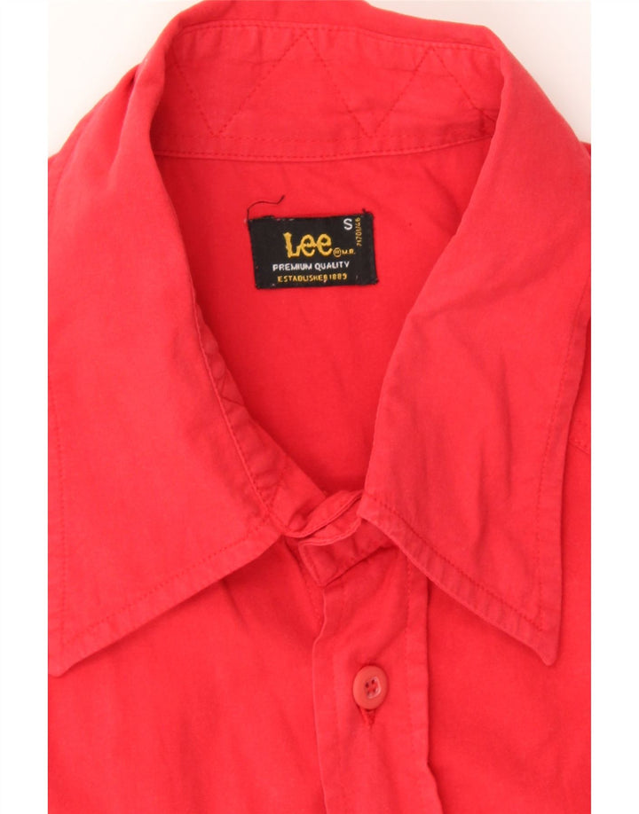 LEE Mens Short Sleeve Shirt Small Red Cotton Vintage Lee and Second-Hand Lee from Messina Hembry 