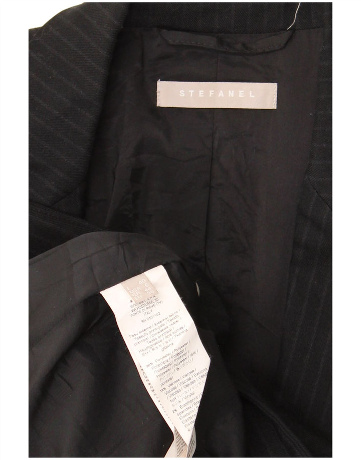 Stefanel Женский костюм из 2 предметов на 1 пуговице IT 40 Маленький W28 L28 Черный в тонкую полоску