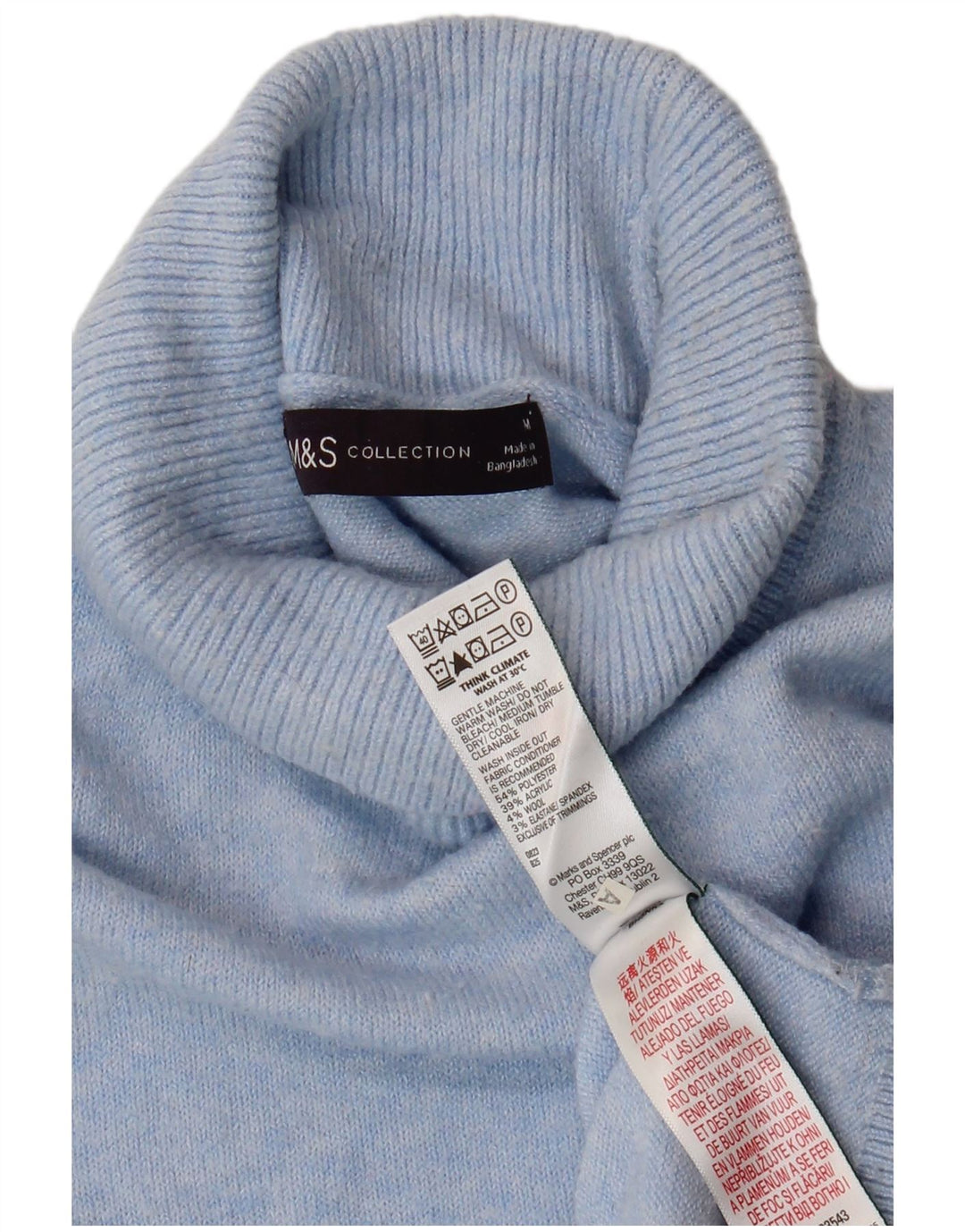 Женский джемпер с высоким воротником Marks & Spencer UK 14, средний синий полиэстер