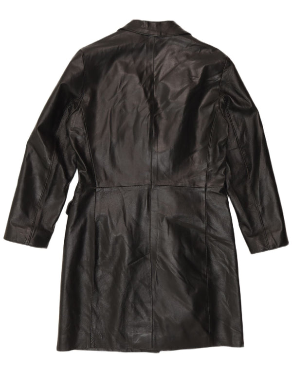 Винтажное женское кожаное пальто IT 42 Medium Black Leather