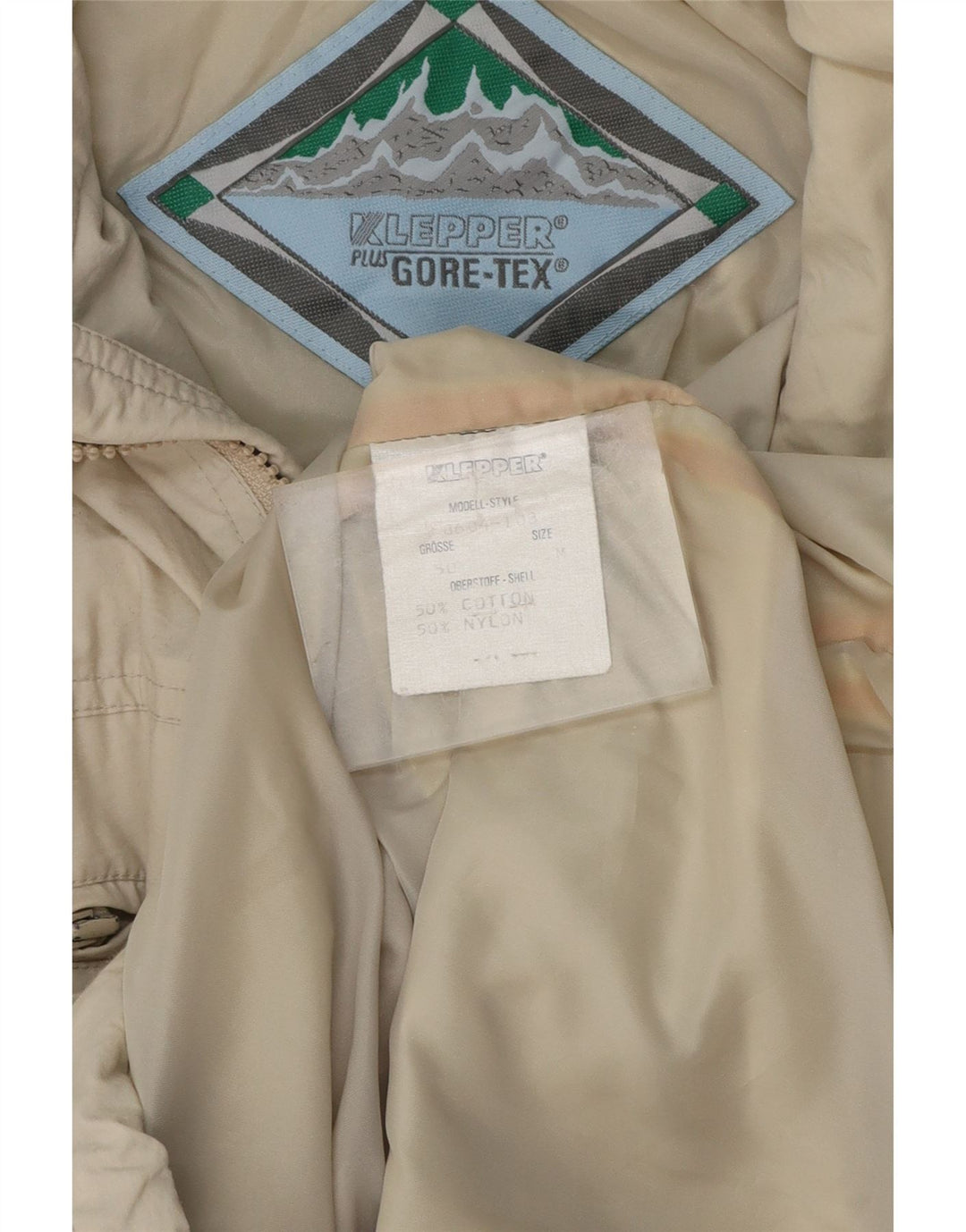Мужская куртка KLEPPER Gore-Tex с капюшоном UK 38, средний бежевый хлопок