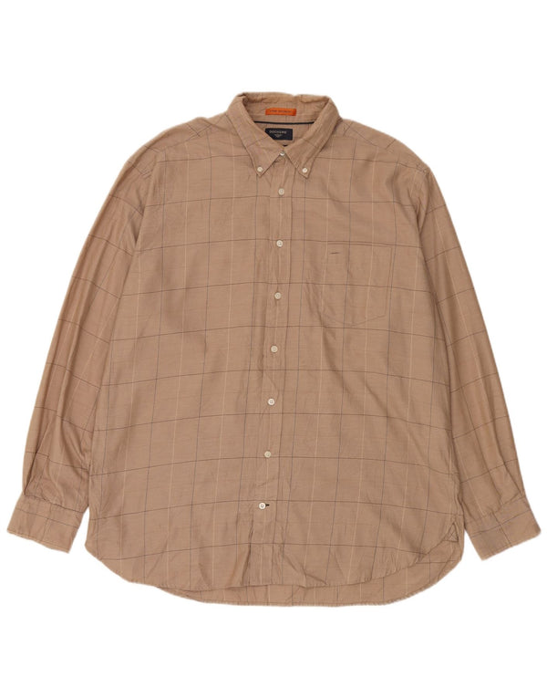 Мужская высокая рубашка Dockers XL, коричневая клетка, хлопок