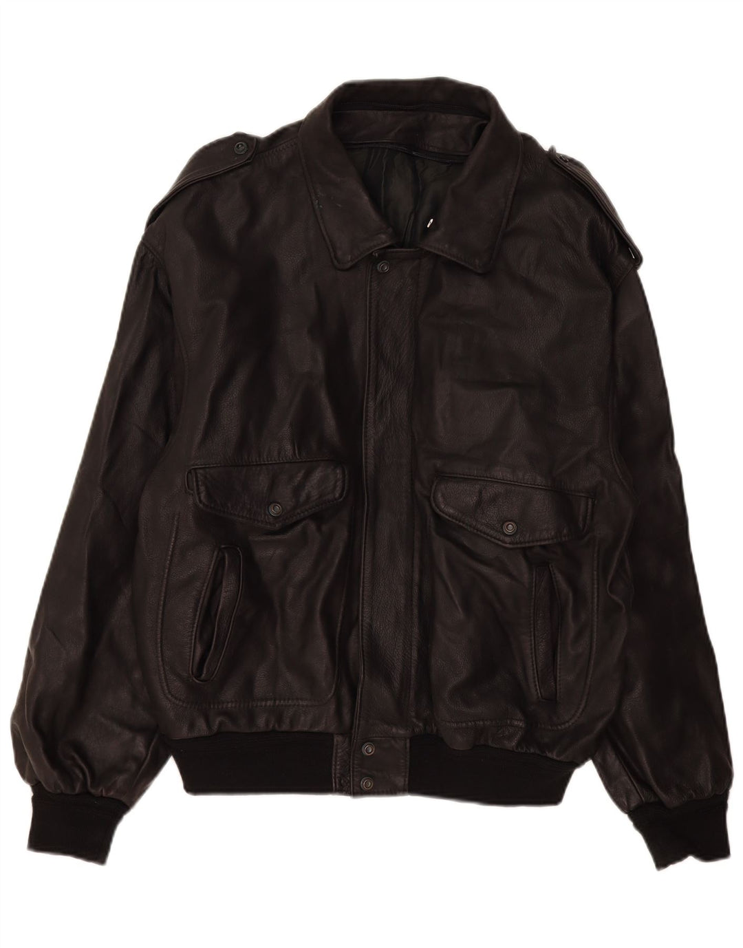 Мужская кожаная куртка в стиле милитари Marpel UK 40, большая черная кожаная