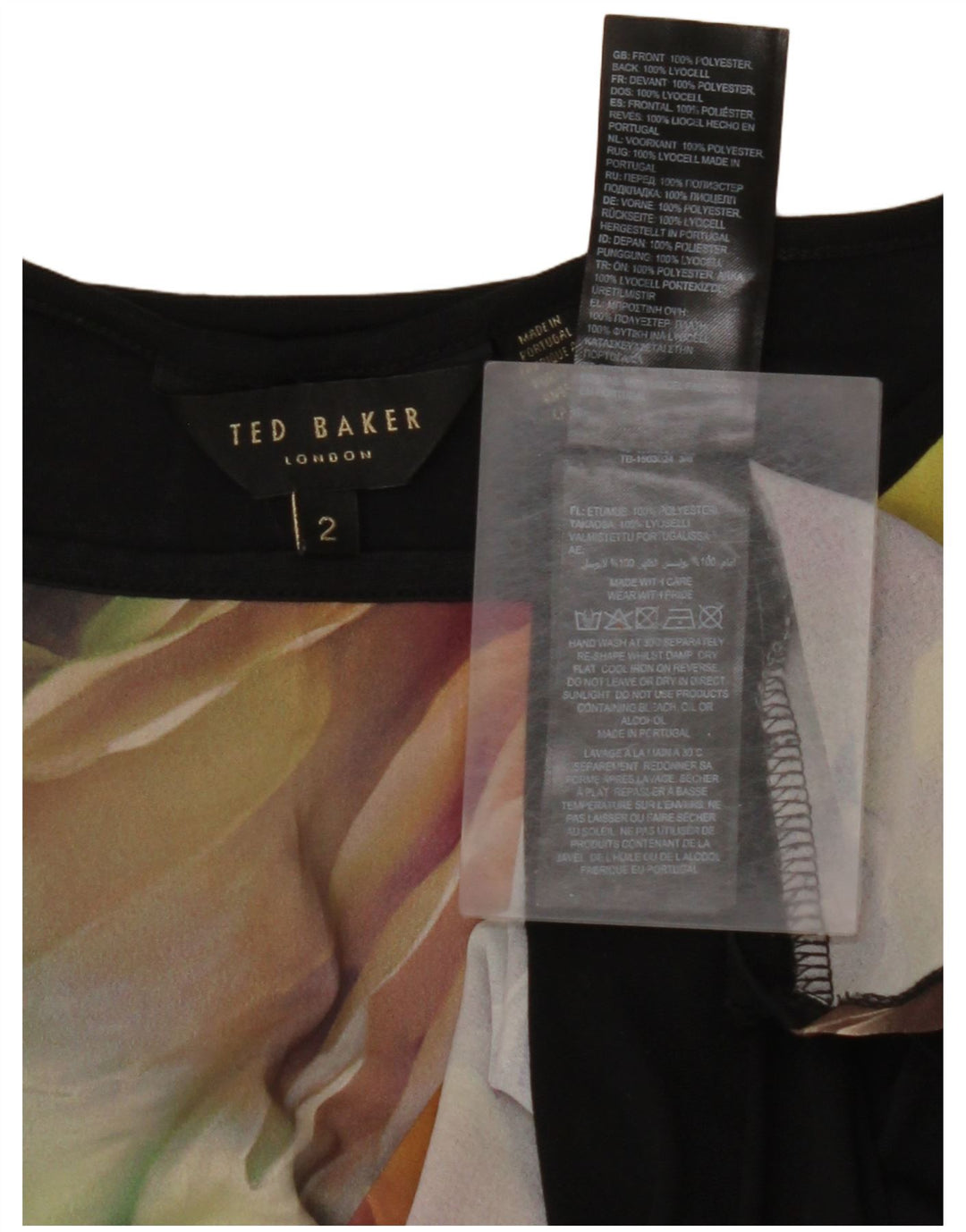 Женская оверсайз-блузка без рукавов TED BAKER, размер 2, маленький, черный с цветочным принтом