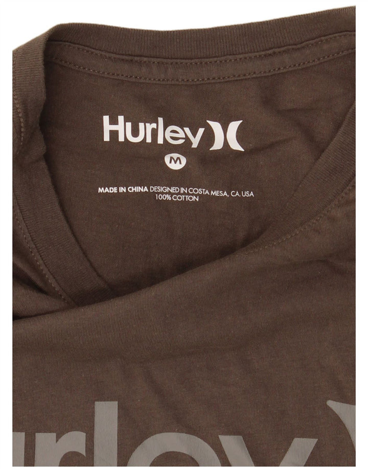Мужская футболка с рисунком Hurley, хлопковый топ среднего коричневого цвета