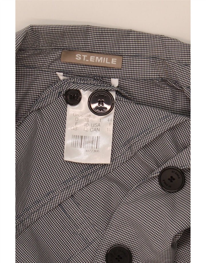 ST. EMILE Womens 2 Button Blazer Jacket UK 12 Medium  Grey Gingham Cotton Vintage ST. Emile and Second-Hand ST. Emile from Messina Hembry 