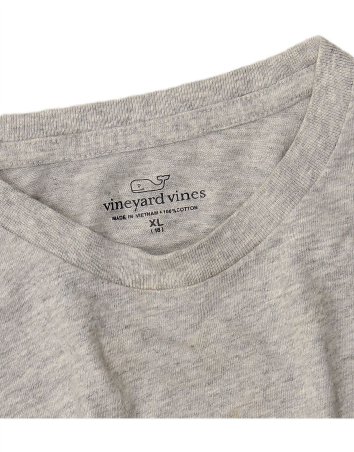 Футболка с рисунком VINEYARD VINES для мальчиков, топ 15–16 лет, серый цвет с блоками XL