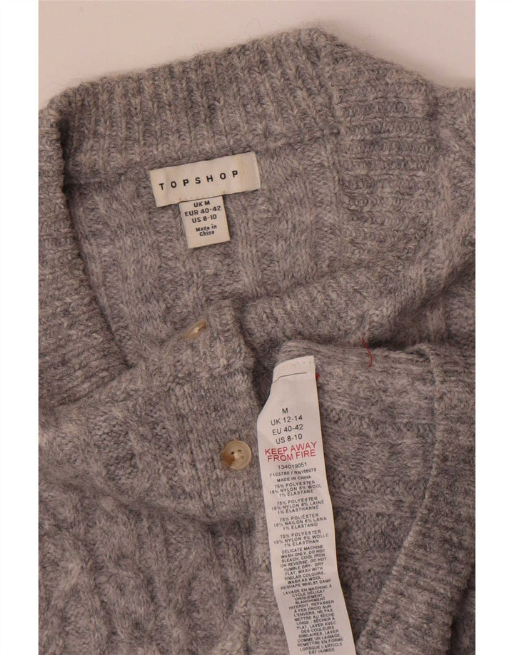 Женский укороченный кардиган Topshop UK 12, полиэстер среднего серого цвета
