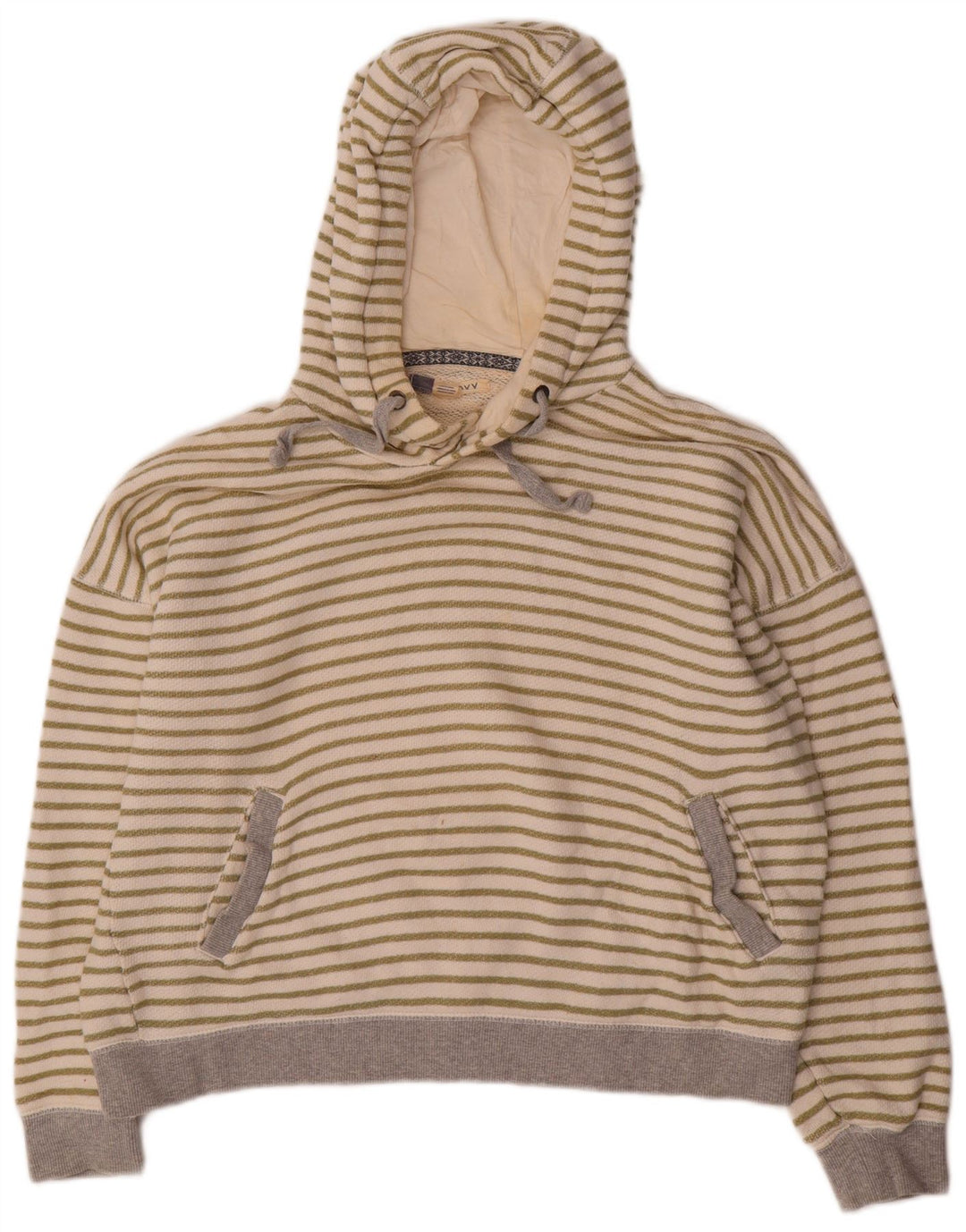 Женский джемпер с капюшоном оверсайз ROXY UK 16, хлопок в большую белую полоску