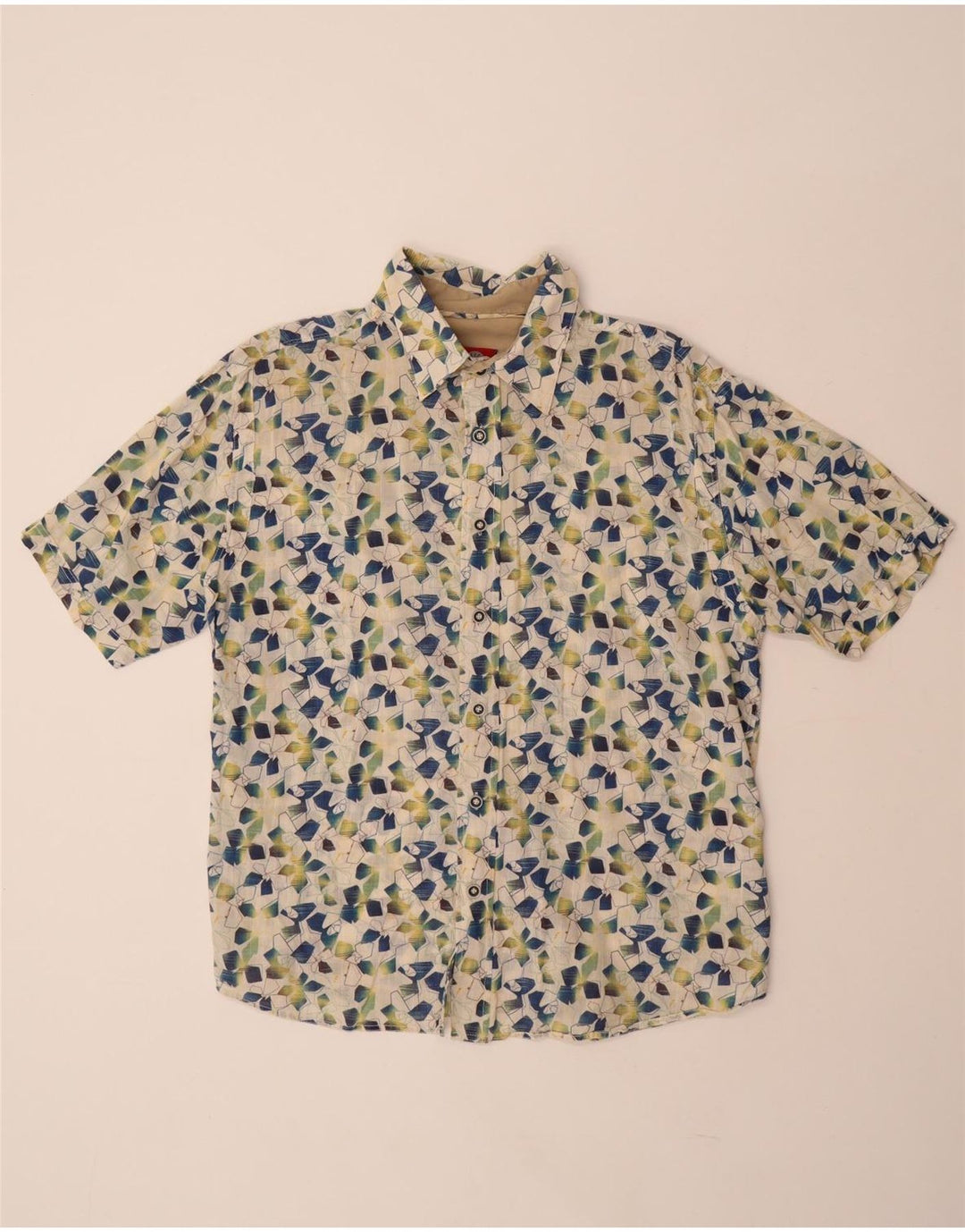 FAT FACE Мужская рубашка с коротким рукавом, большая белая хлопковая рубашка с геометрическим рисунком