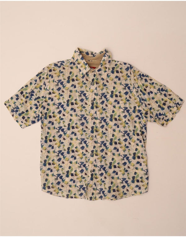 FAT FACE Мужская рубашка с коротким рукавом, большая белая хлопковая рубашка с геометрическим рисунком