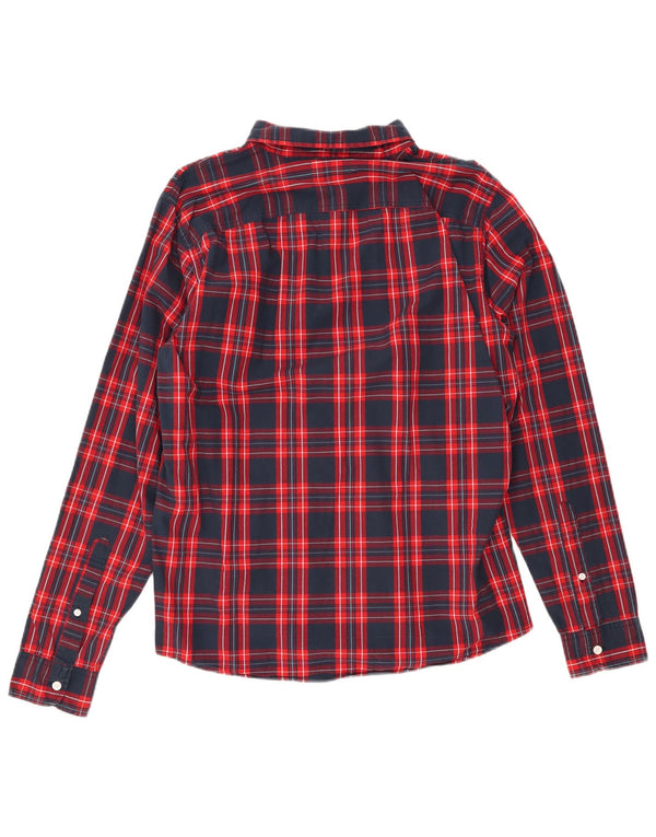 HOLLISTER Mens Flannel Shirt XL Navy Blue Check Cotton