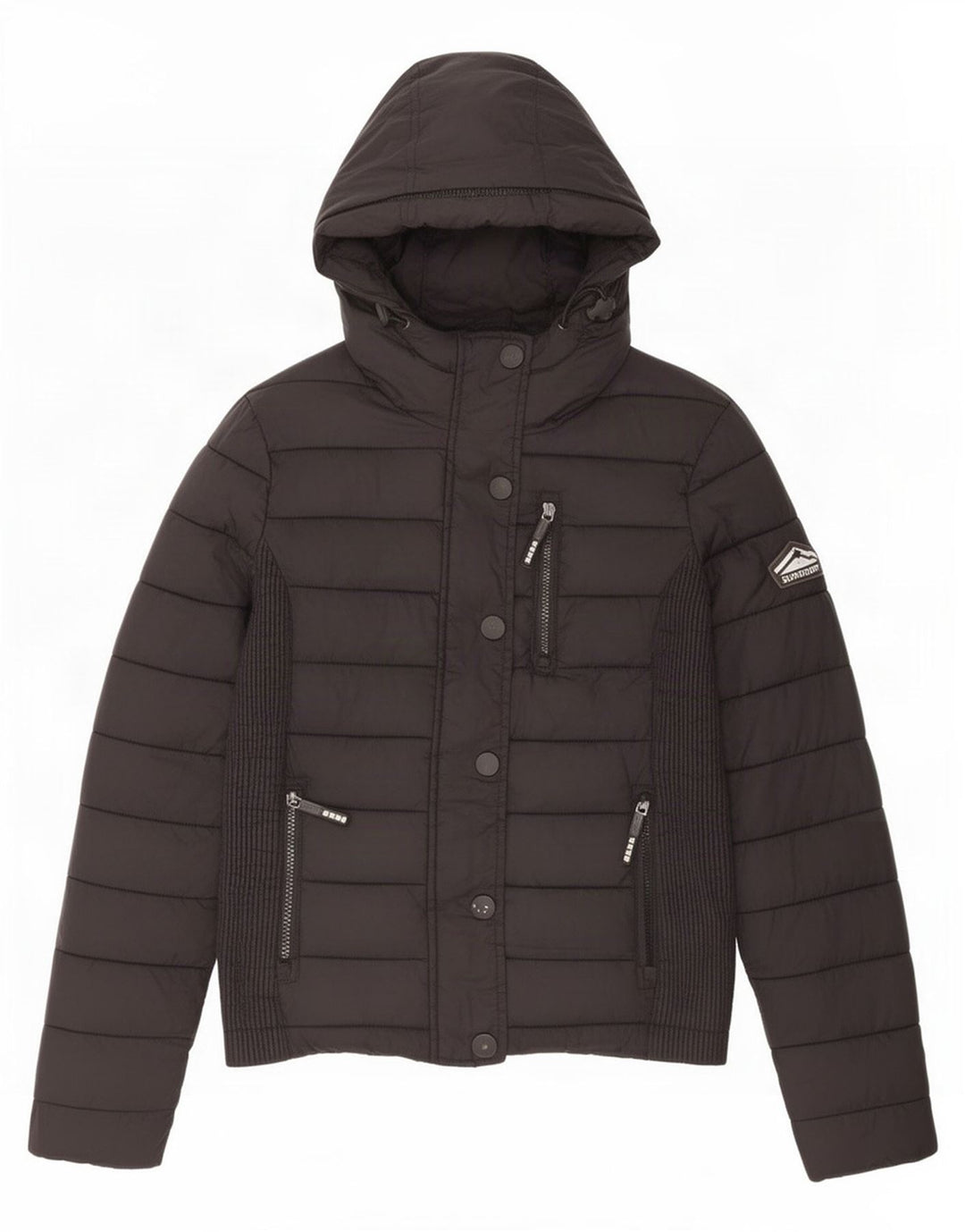 Женская утепленная куртка с капюшоном Superdry UK 10, маленькая, черный нейлон