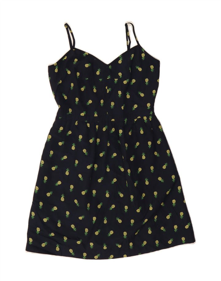 J. CREW Womens Abstract Pattern Sundress UK 4 XS Navy Blue Polyester Vintage J. Crew and Second-Hand J. Crew from Messina Hembry 