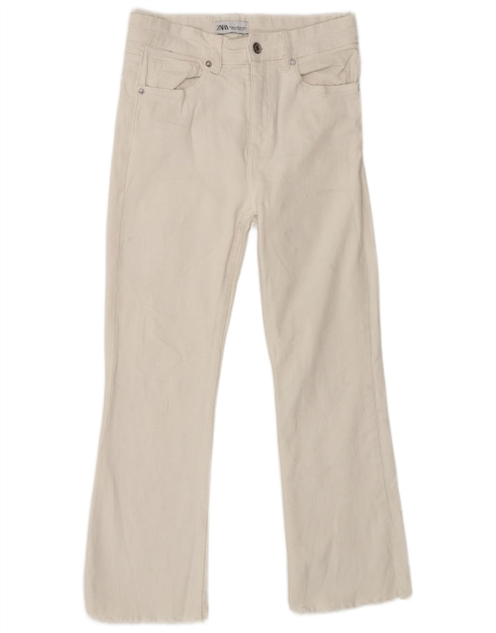 Женские джинсы Bootcut с высокой посадкой Zara EU 38, маленькие W28 L25, белые