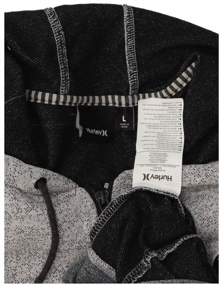 HURLEY Мужской свитер с капюшоном на молнии, большой серый, хлопковый