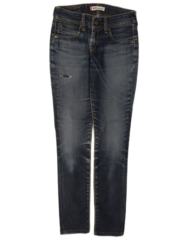 Женские узкие джинсы Levi's 473 с потертостями W29 L30, синий хлопок